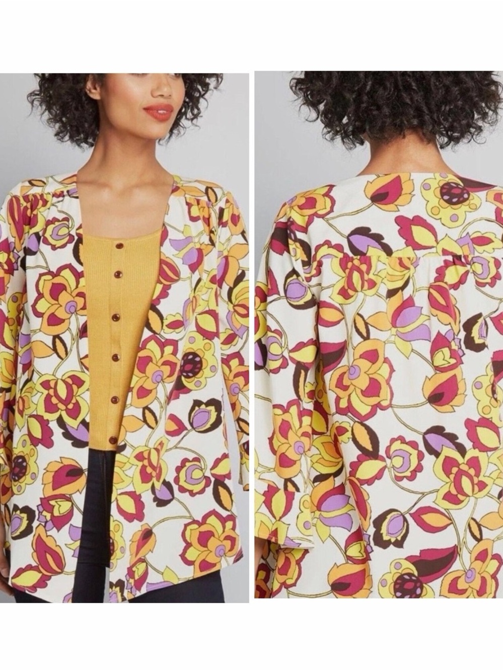 ModCloth Certainly Styled White Floral Kimono
